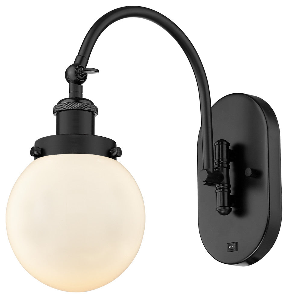 Innovations 918-1W-BK-G201-6-LED 1-Light Sconce, Matte Black