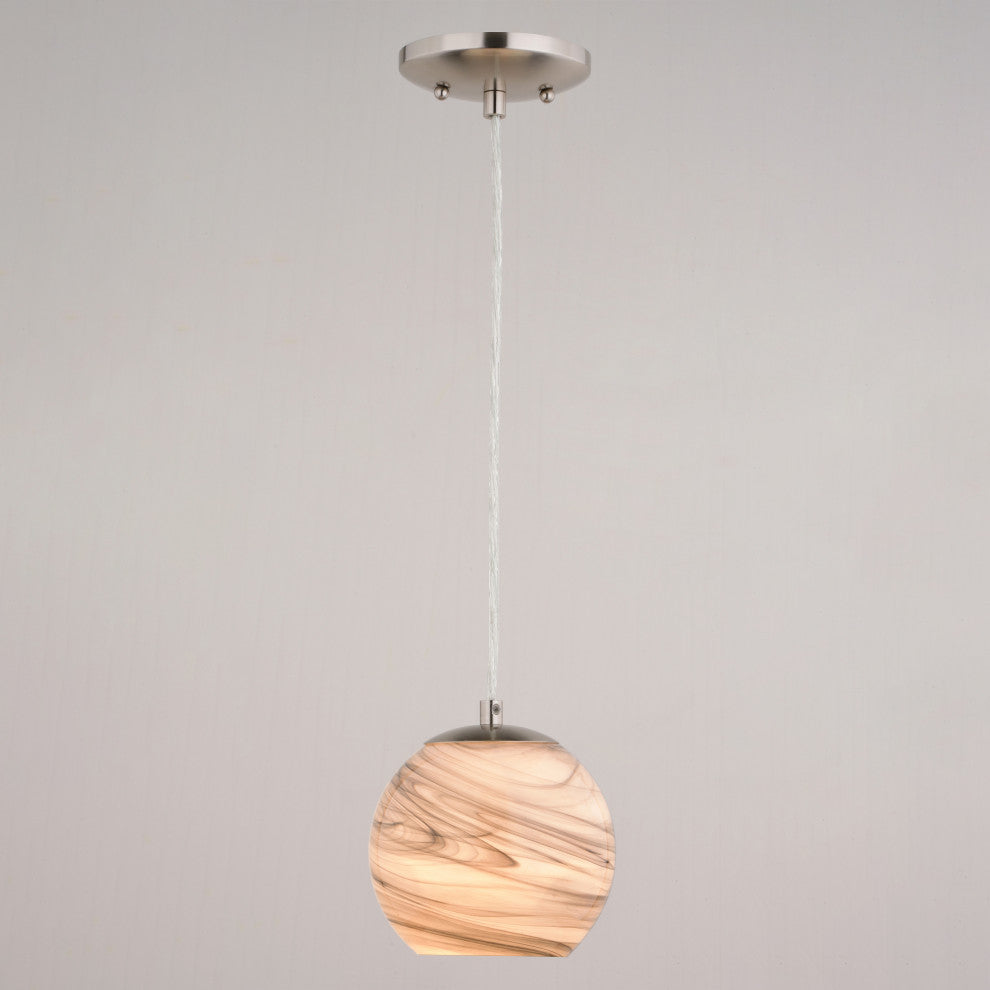 Milano Satin Nickel Mini Pendant Ceiling Light Multi Color Art Glass