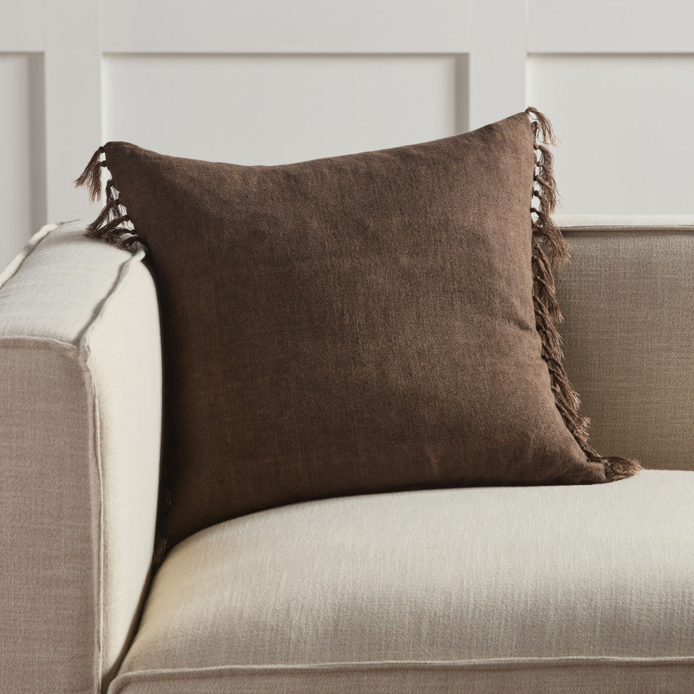 Jaipur Living Majere Solid Brown Poly Fill Pillow 20" Square