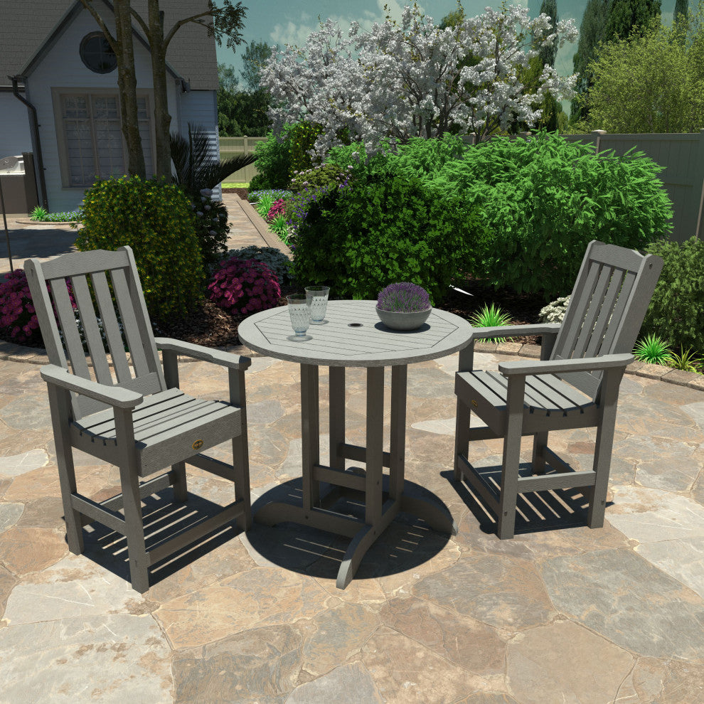 Springville 3-Piece Round Dining Set, Weathered Acorn, Coastal Teak