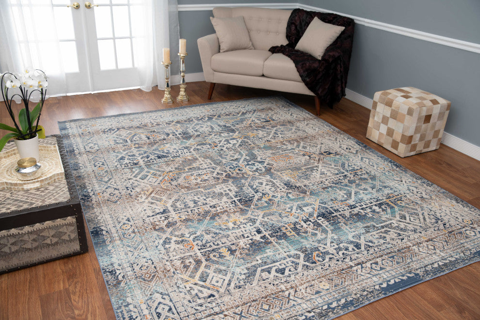 Noori Rug Low-Pile Jerald Blue/Grey Rug