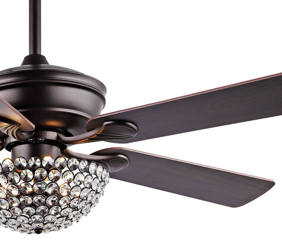 Cammy 52" 3-Light Traditional Transitional Iron LED CEILING FAN, Black