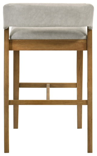 Landyn  Wood and Fabric Barstool, Gray, 30" Bar Height