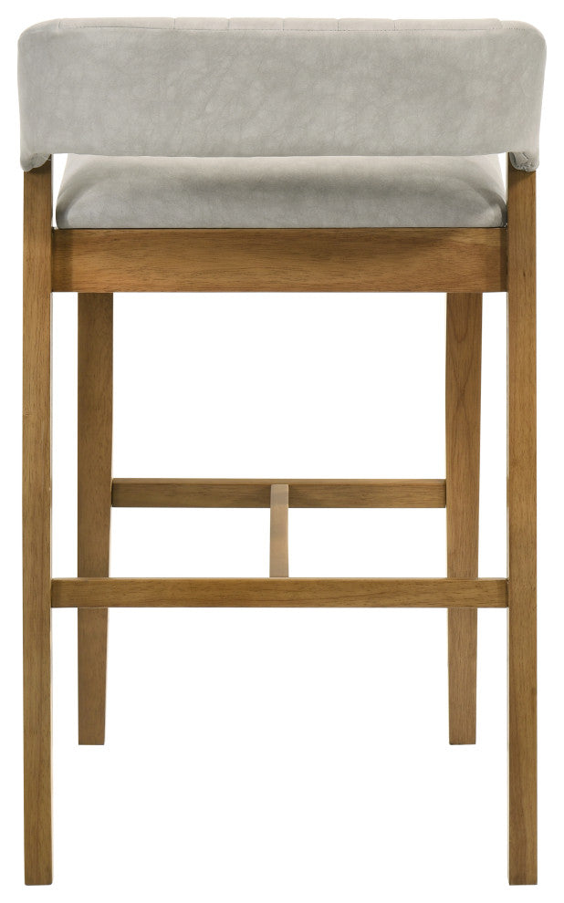 Landyn  Wood and Fabric Barstool, Gray, 30" Bar Height