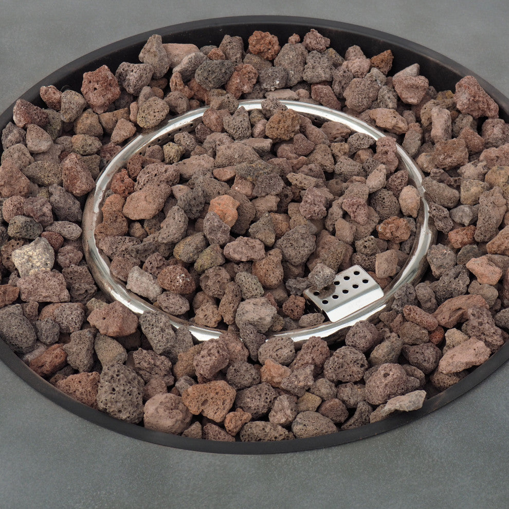 Hemmingway Outdoor Round Fire Pit With Tank Holder, Concrete Finish