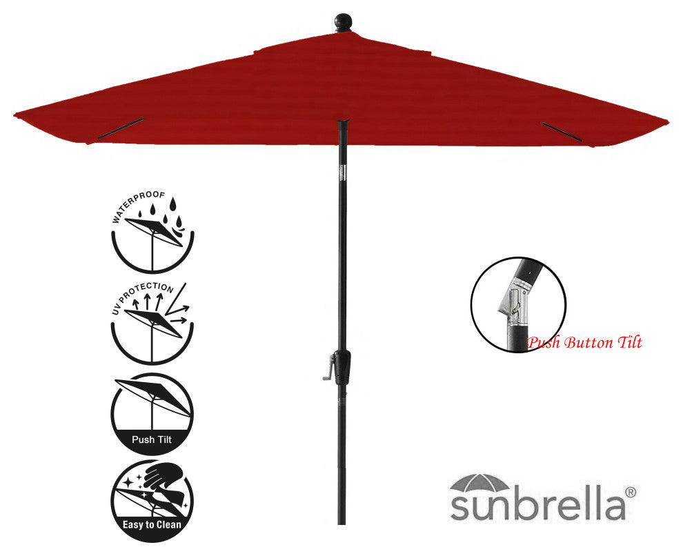 Pismo Dawn 9'x7' Rectangular Premium Push Tilt Market Umbrella, Black Frame, Joc