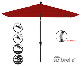 Pismo Dawn 9'x7' Rectangular Premium Push Tilt Market Umbrella, Black Frame, Joc