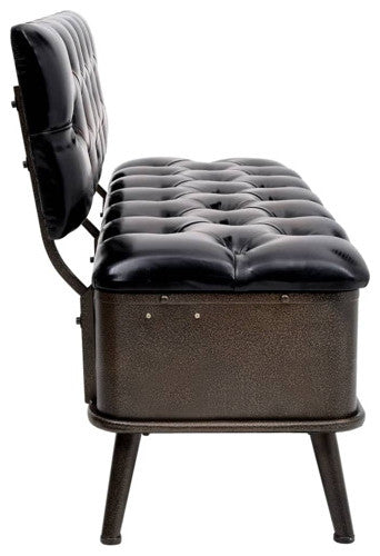 vidaXL Storage Bench Storage Bench for Entryway with Backrest Black Faux Leather