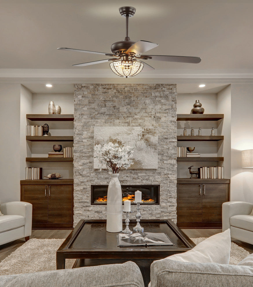 Joanna 52" 3-Light LED Ceiling Fan With Remote, Oil Rubbed Bronze
