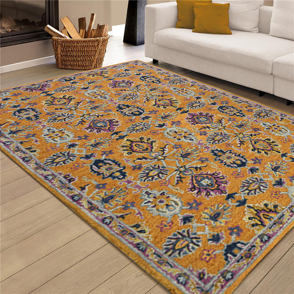 Boho Yveline Area Rug, Orange, 7'6" x 9'6", Floral