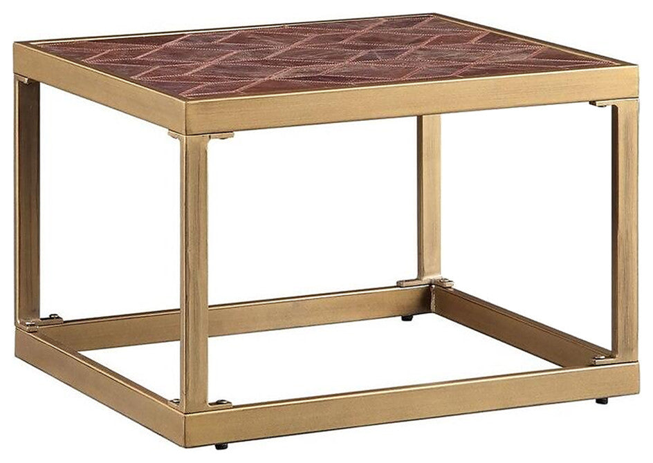 Genevieve End Table, Retro Brown Top Grain Leather