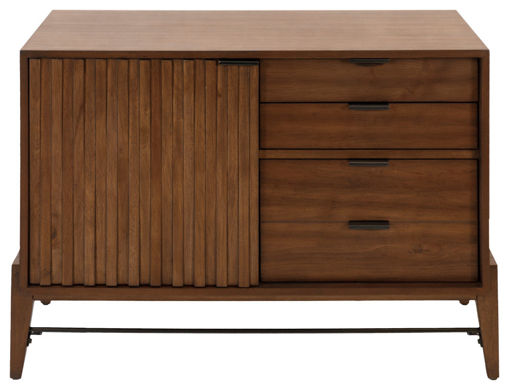 Mid-century Modern Small Console With File Drawers Brown