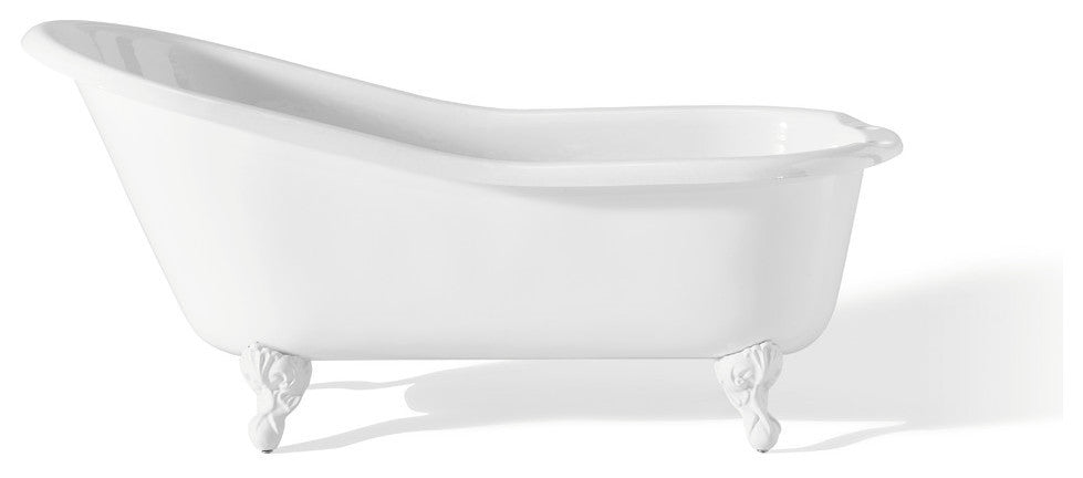 Cheviot Products Slipper Cast Iron Bathtub With Faucet Holes, White
