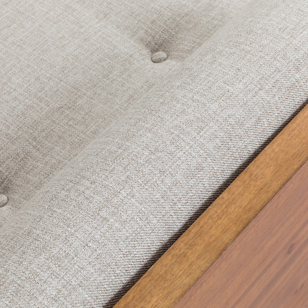 Haddie Fabric Chaise Sectional, Beige and Dark Walnut