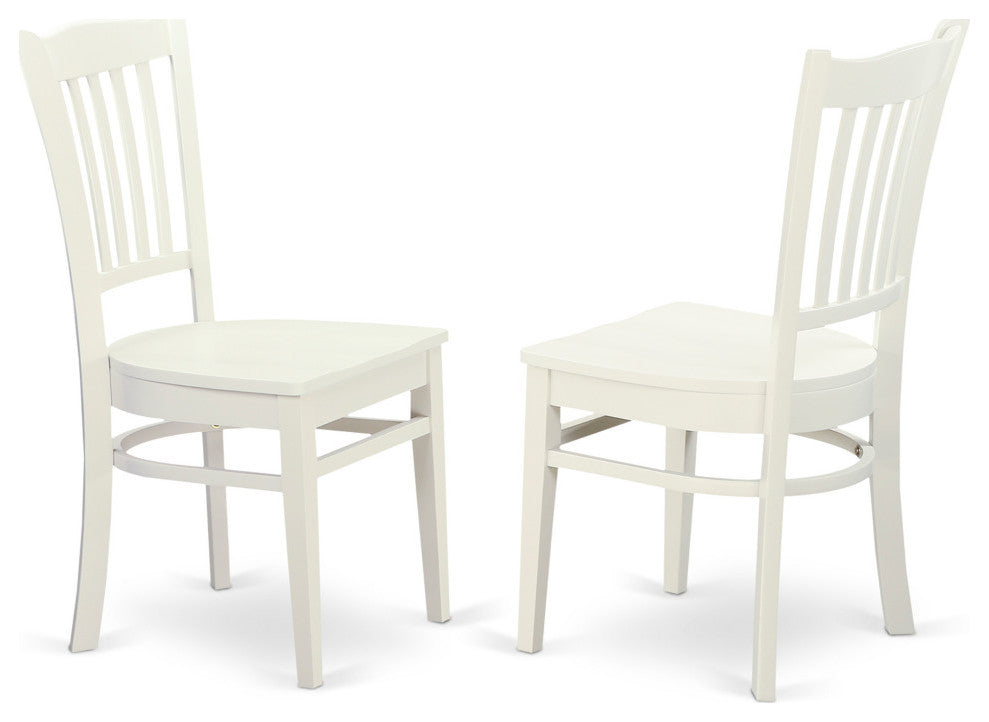 3 Pc Set With A Round Table And 2 Wood Dinette Chairs, Linen White
