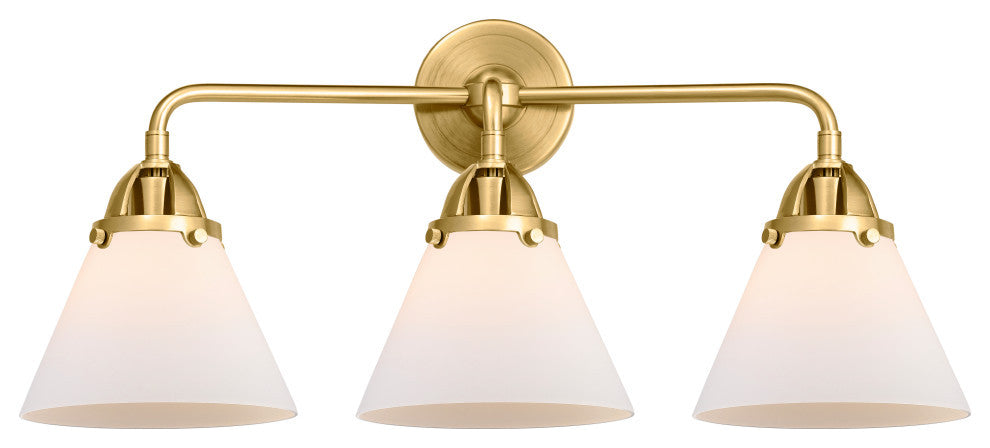 Large Cone Bath Vanity Light, Satin Gold, Matte White, Matte White