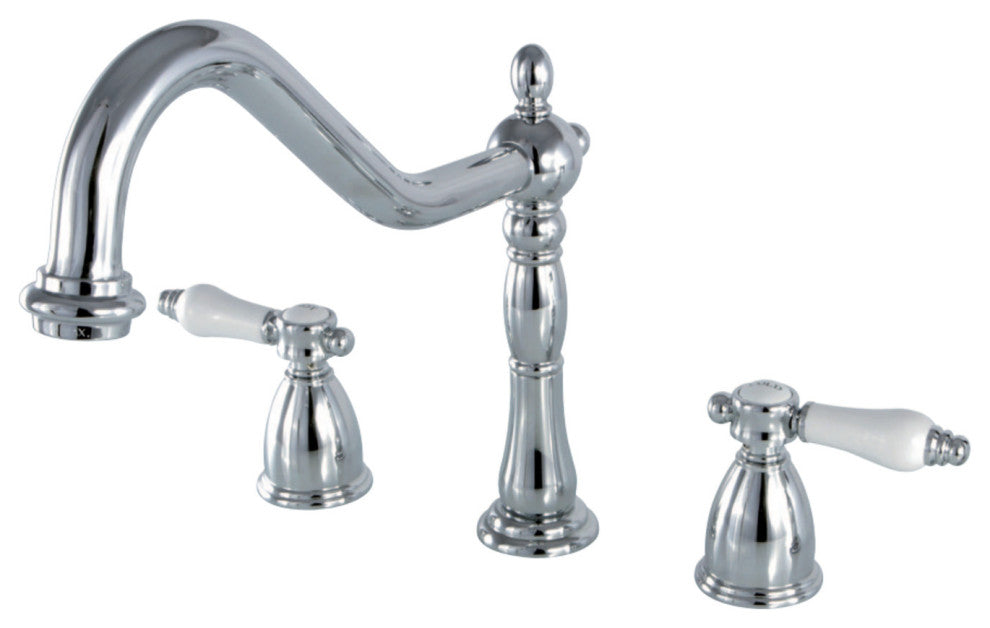Kingston Brass Widespread Kitchen Faucet, Polished Chrome