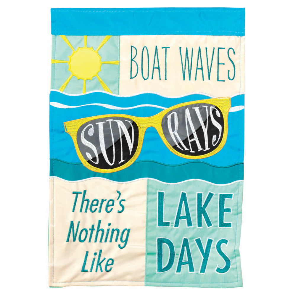 Flag Boat Waves Sun Rays Polyester 29x42