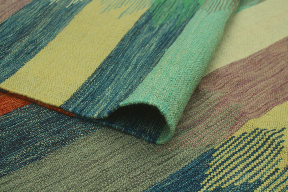 Winchester Kilim Oryngul Gray/Light Green Rug, 6'5x9'8