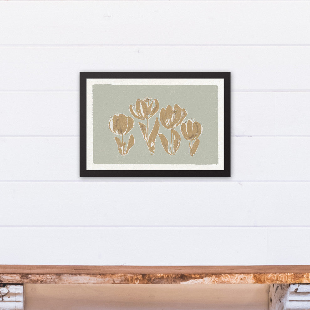 Soft Toned Tulips 12x18 Black Framed Canvas