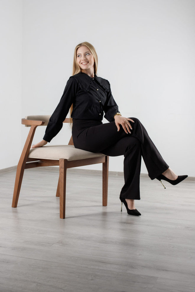 Ellis Dining Chair Brown With Beige Material