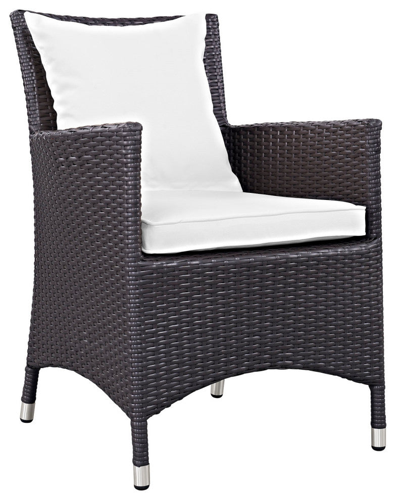 9 Piece Outdoor Dining Set, Faux Wicker Rattan, White