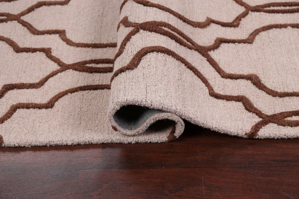 Trellis Contemporary Oriental Area Rug Hand-tufted Wool Carpet 5x8