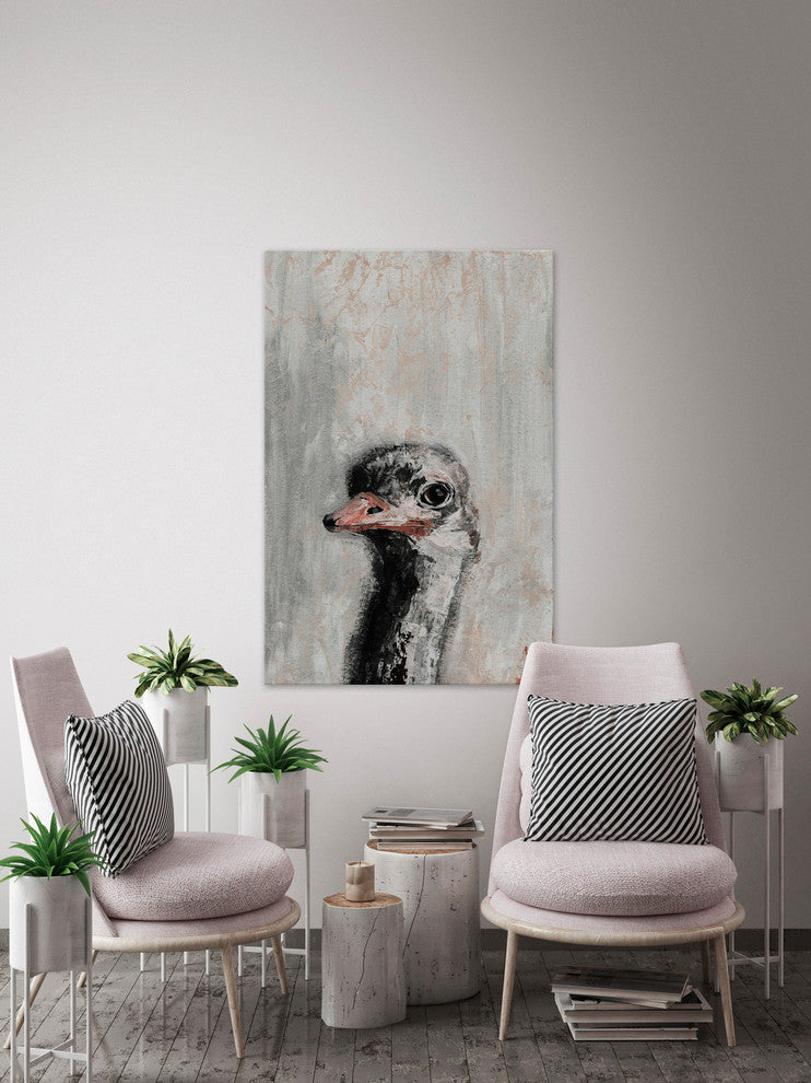 "Ostrich You Cute" Painting Print on Wrapped Canvas, 8"x12"