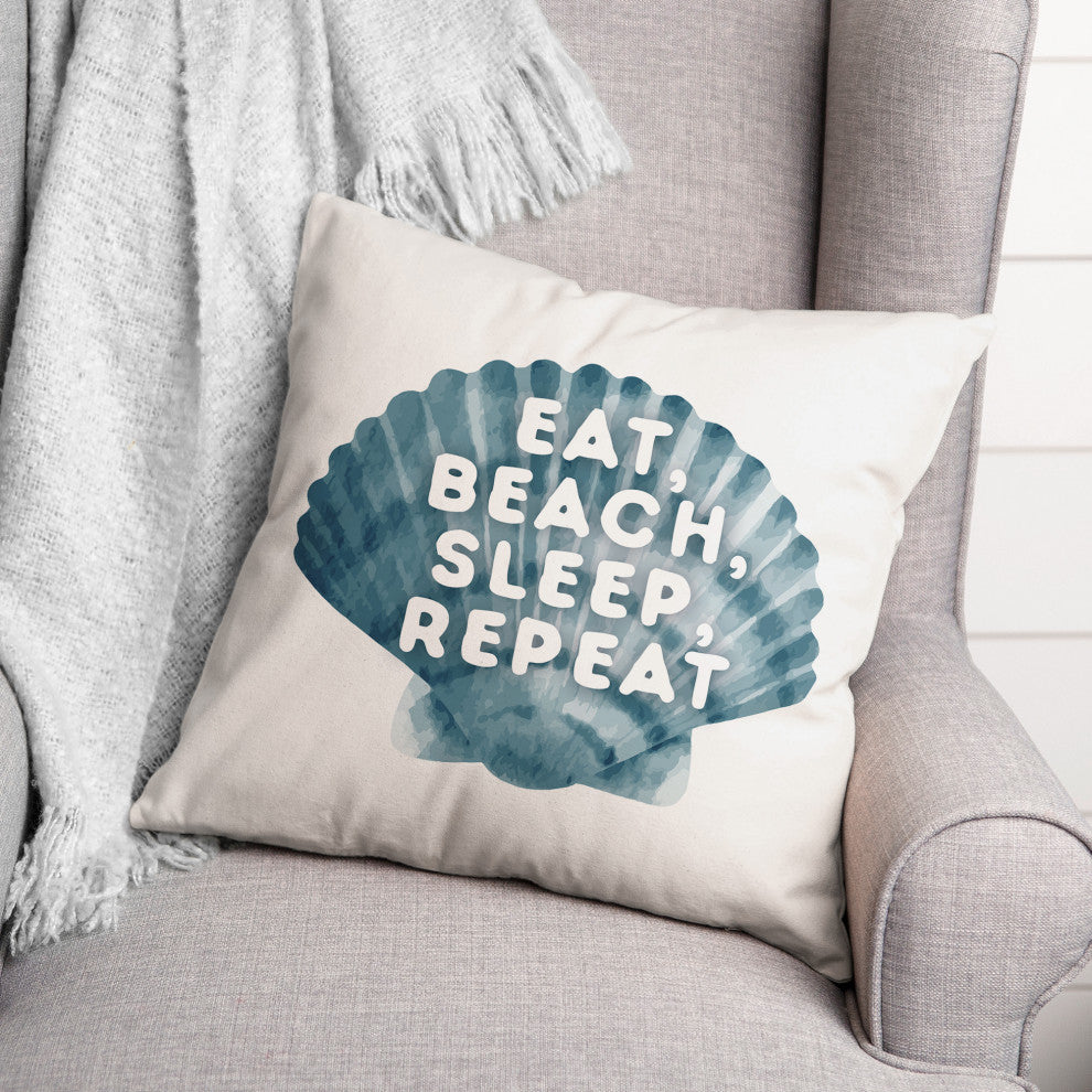 Eat Sleep Beach Repeat 18 x 18 Spun Poly Pillow