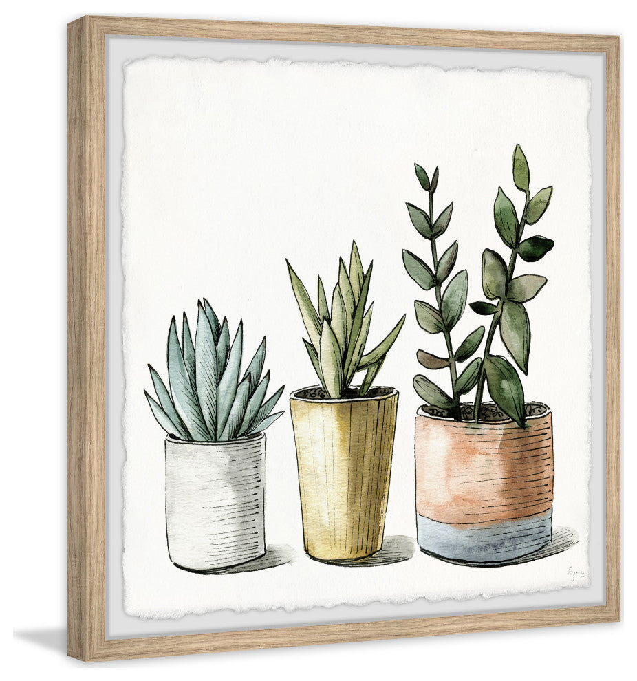 "Green Ornamental Plants" Framed Painting Print, 32x32