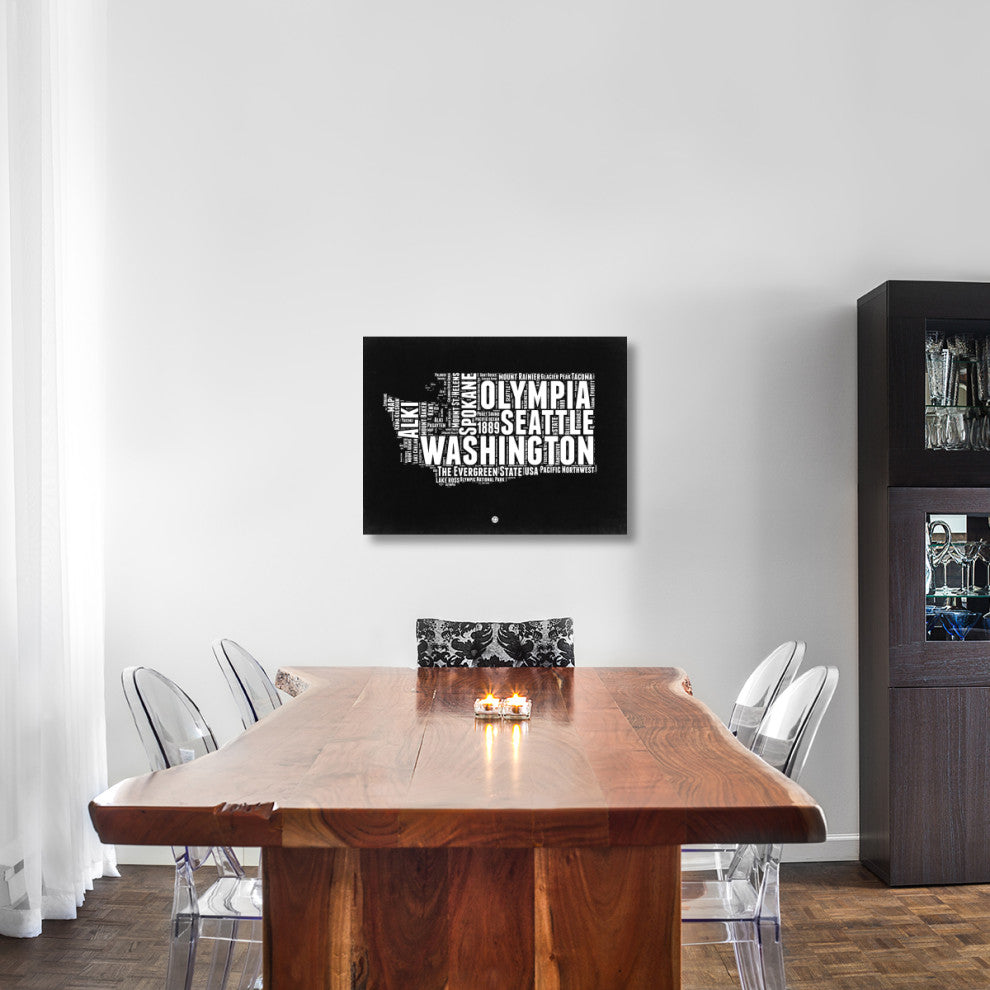 "Washington Black and White Map" Fine Art Print