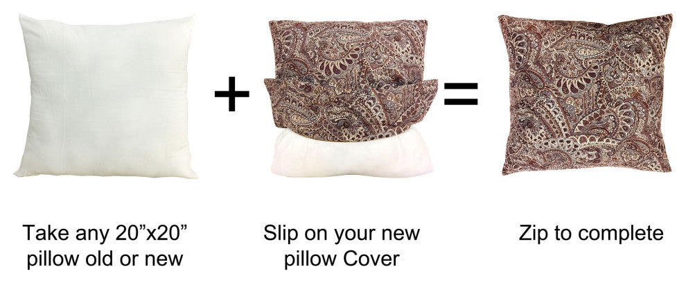 Paisley Suede 4 Piece Pillow Shell Set, Purple Ash, 20"x20"