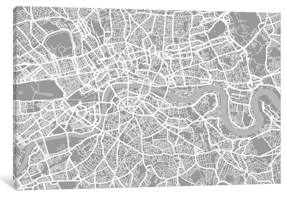 "London Map V" by Michael Tompsett, Canvas Print, 18x12"