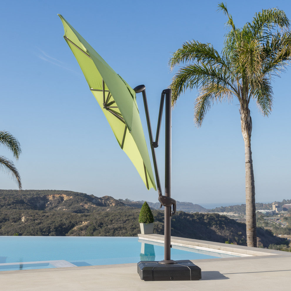 Modular 10ft Sunbrella Outdoor Round Patio Umbrella, Ginkgo Green