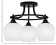 Paramount 3-Light Semi-Flush Light, Matte Black, 6" White Marble Glass