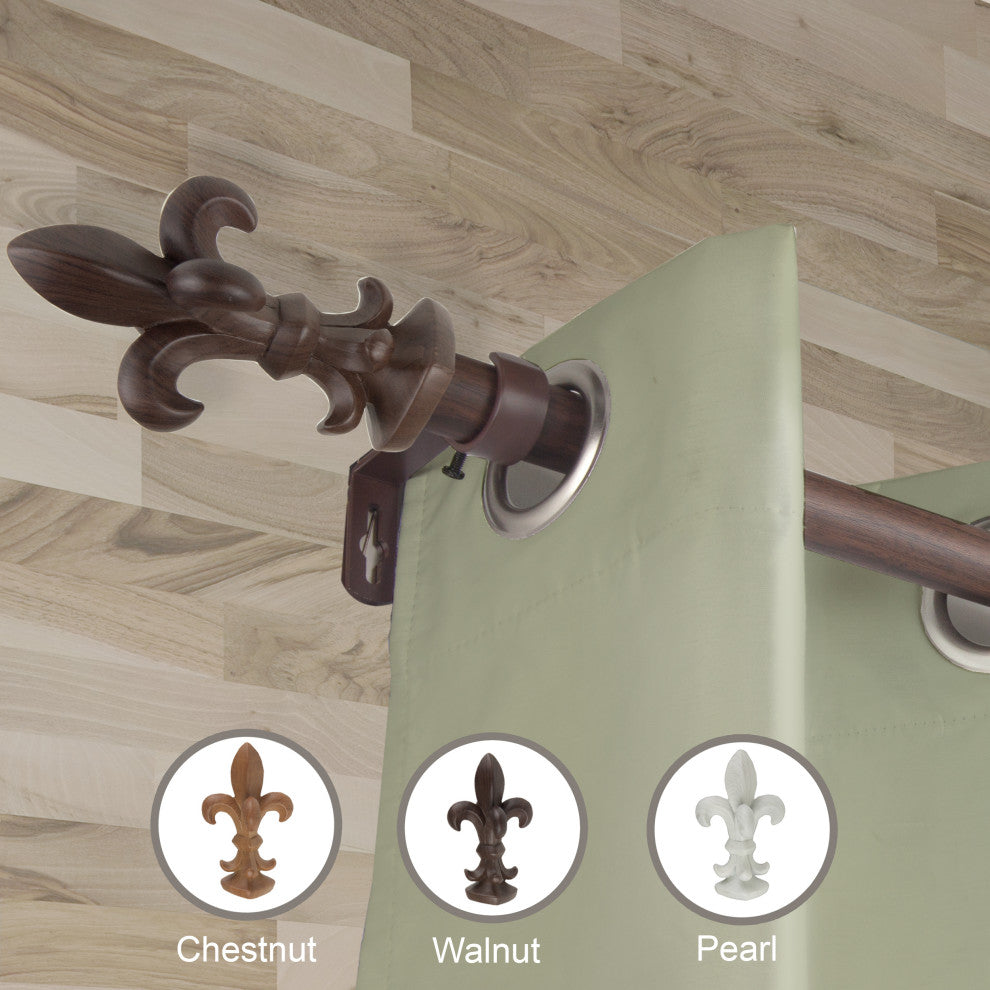 Magnus 1" Diameter Curtain Rod, Dark Walnut, 66-120"