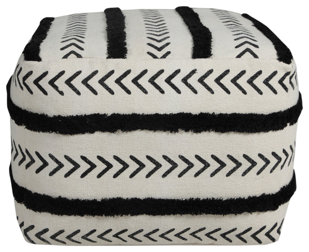 Textured Chevron Stripe Pouf Ottoman