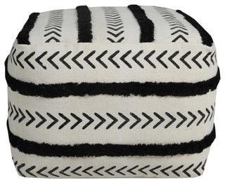 Textured Chevron Stripe Pouf Ottoman