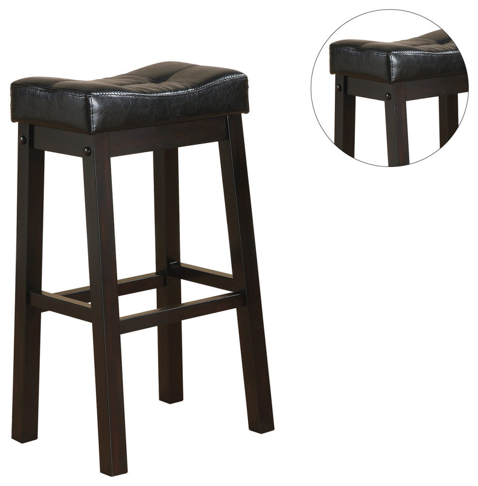 Set of 2 Bar Stools,, Black and Cappuccino