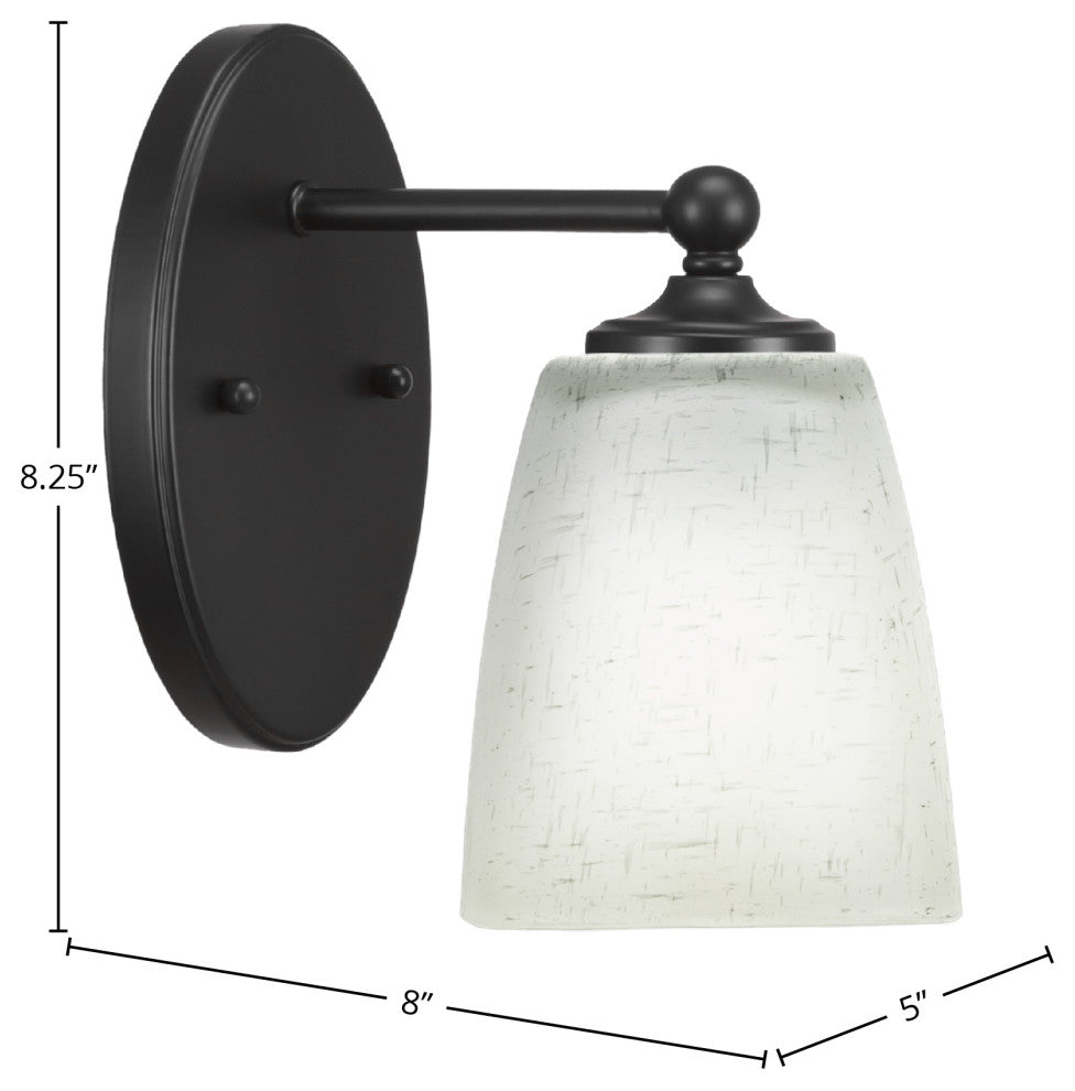 Capri 1-Light Wall Sconce, Matte Black/Square White Muslin