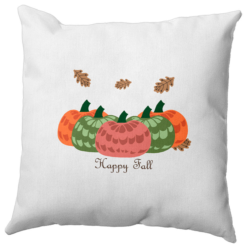 Happy Fall Pumpkins Accent Pillow, Coral, 26"x26"