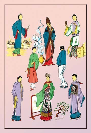 Assorted Chinese Costumes- Gallery Wrapped Canvas Art 28" x 42"