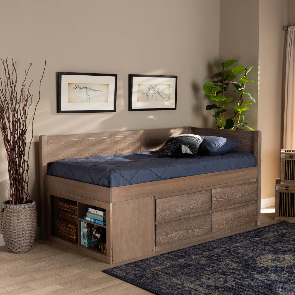 Buford Modern Farmhouse 4-Drawer Twin Size Storage Bed