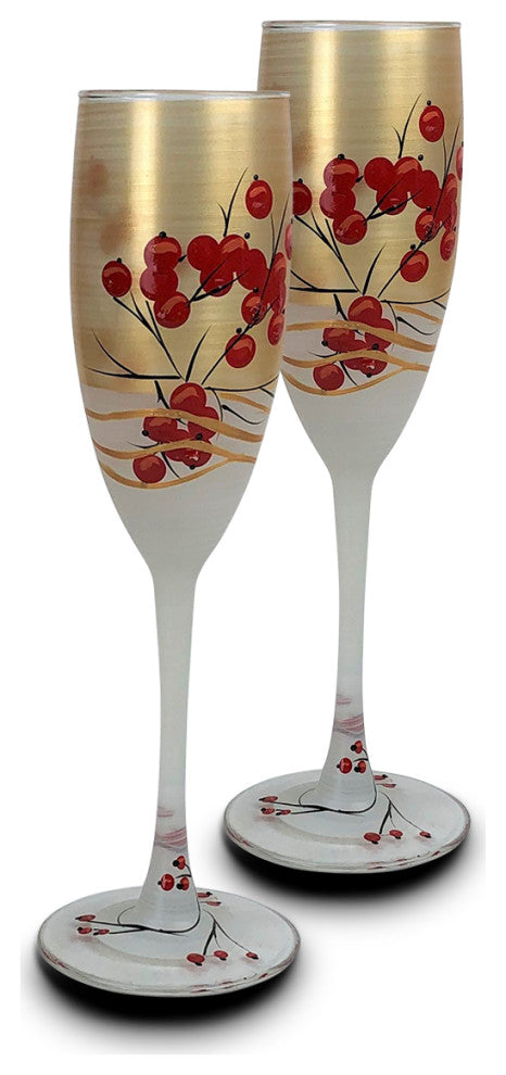 Berries 'n Branches Champagne Glasses, Set of 2