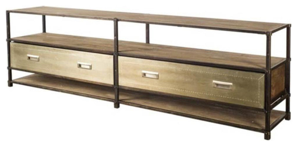 15" Brown Solid Wood 4 Legs Console Table