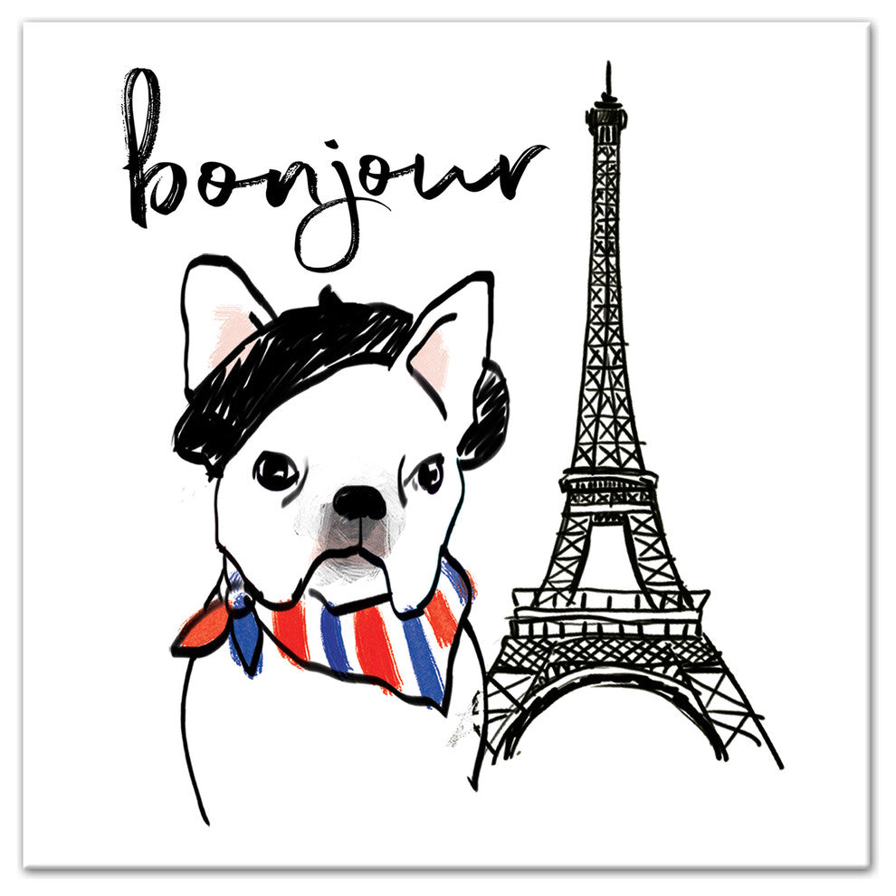 Designs Direct Bonjour Frenchie Dog 30x30 Canvas Wall Art