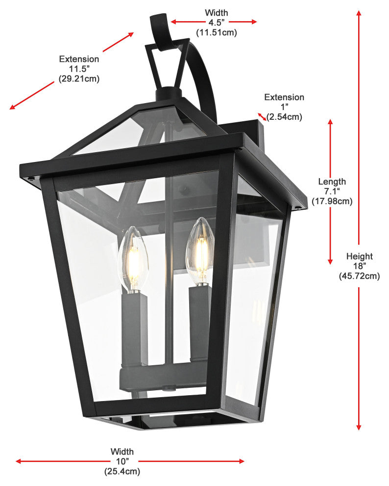Home Living 10" Outdoor Wall Sconce, Black