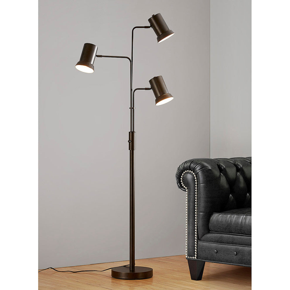 HOMEGLAM Studio 73"H 3-light Metal Floor Lamp, Dark Bronze
