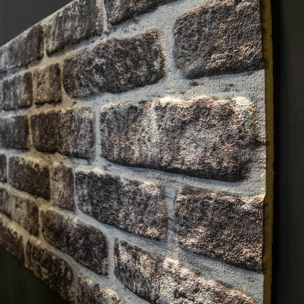 Faux Brick 3D Wall Panels, Charcoal White, Set of 10, Covers 54 sq ft