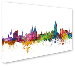 "Barcelona, Spain Skyline" Canvas Art by Michael Tompsett